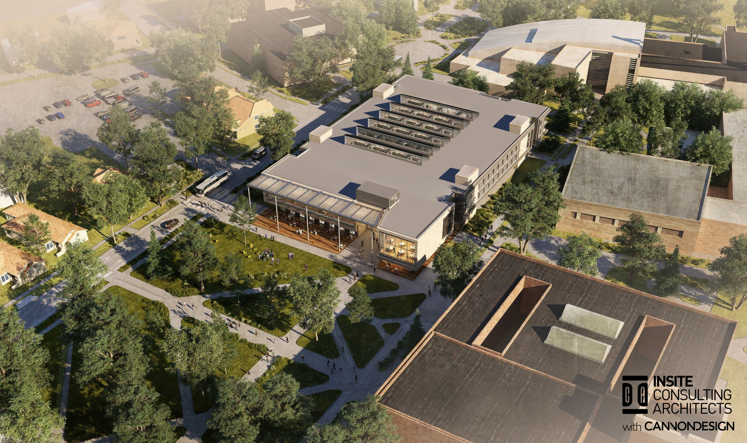 Exterior Rendering Aerial View w text